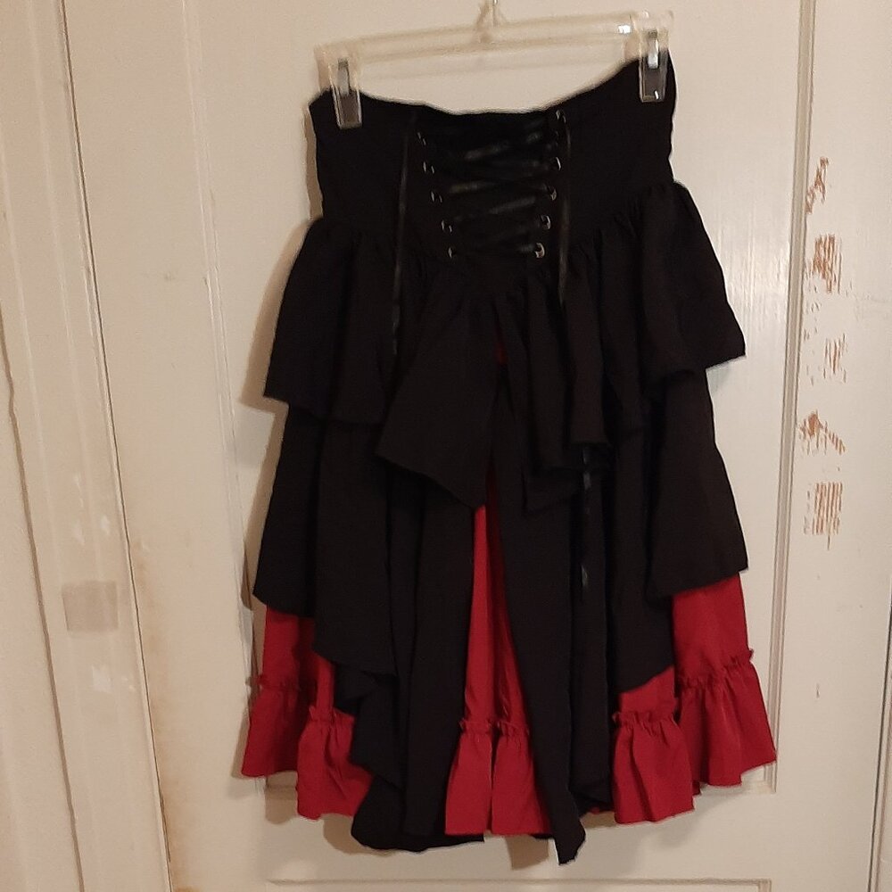 Women's Gothic Half Skirt High Waist Ruffle - Large